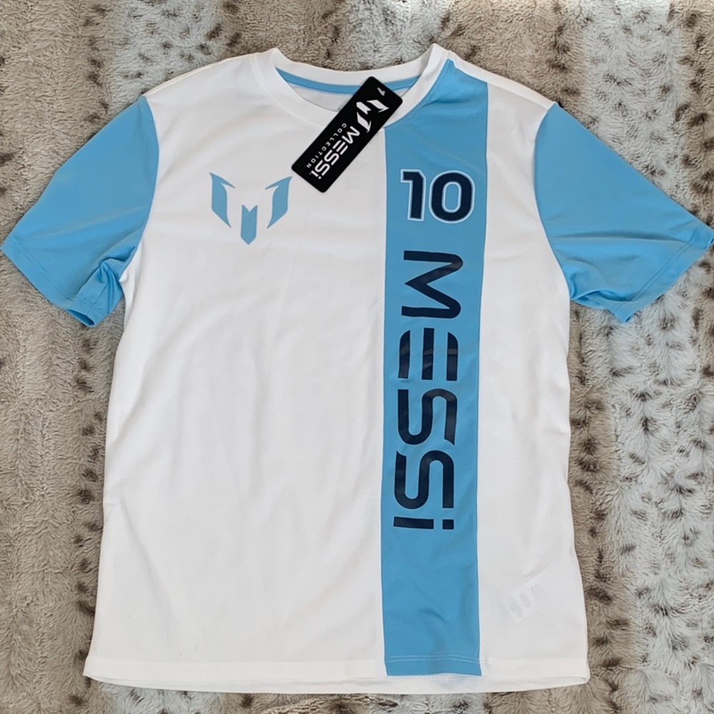 Messi Kids Short Sleeve Tee - White and Blue